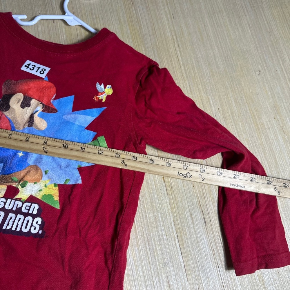 Vintage Super Mario Bros T-Shirt Kids 7 Red Long Sleeve Graphic Print Y2k - Picture 9 of 11